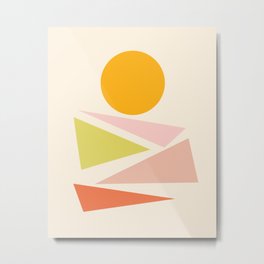 Enjoy morning sun & beautiful landscape (Abstract minimalism artwork) Metal Print | Minimalism, Hiking, Wallart, Popart, Painting, Nature, Abstration, Modern, Sunlight, Earth 
