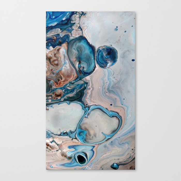 Blue Abstract Acrylic Painting Fluid Technique Close Up Canvas Print By Colorflowcreations Society6