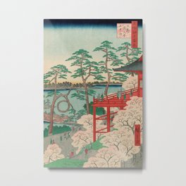 Spring Blossoms and Pond Ukiyo-e Japanese Art Metal Print | Vintage, Zen, 100Viewsofedo, Ukiyo E, Japan, Utagawa, Ando, Spring, Pond, Hiroshige 