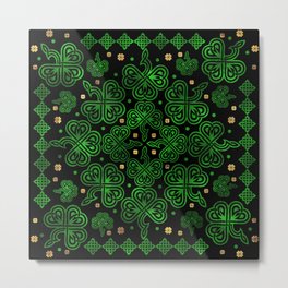 Shamrock Clover Ornament Metal Print | Celtic, Shamrock, Irish, Lucky, Four Leafclover, Stpatricksday, Luckyclover, Viking, Clover, Endlessknot 