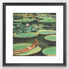 LILY POND LANE by Beth Hoeckel Framed Art Print | Green, Summer, Pond, Tan, Lake, Bethhoeckel, Paper, Water, Vintage, Bikini 
