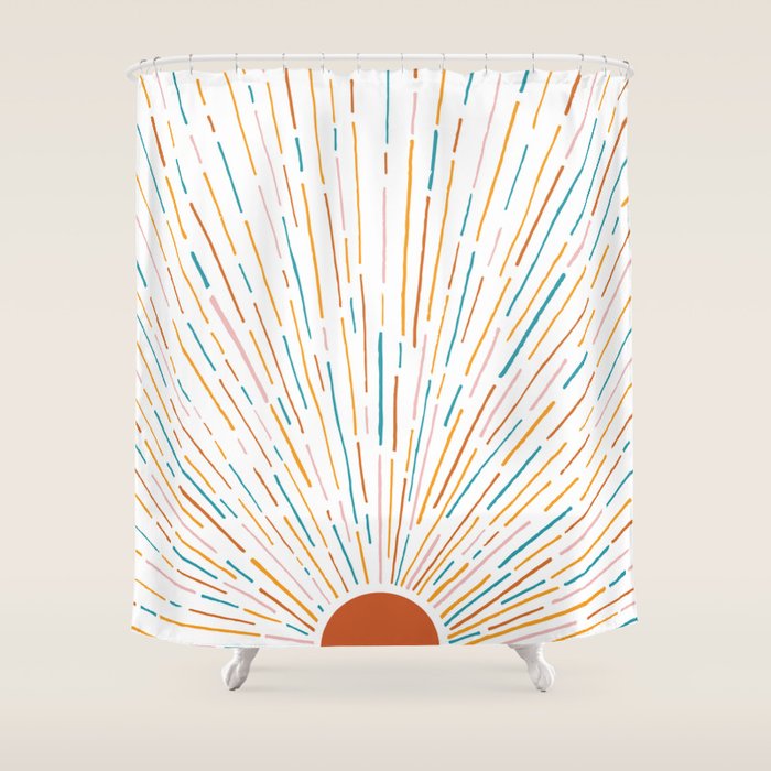 Sunshine All Around Shower Curtain by Modern Tropical Society6