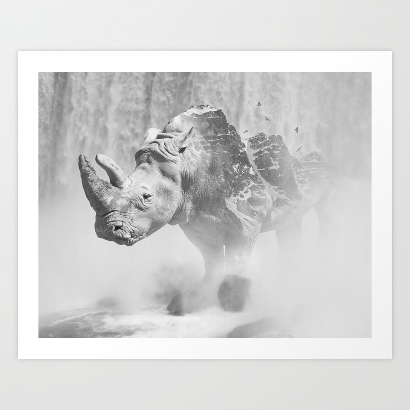 Rhino Photography Animal Landscape Abstract Niagara Falls Nature Black And White Art Print By Wildhood Society6