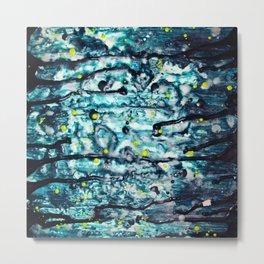 Gooey Space Station Metal Print | Melting, Wax, Painting, Blue, Teal, Scifi, Space, Outerspace, Galaxy, Slime 