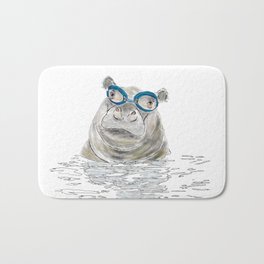 Hippo with swimming goggles Badematte | Kidsart, Digital, Goggles, Funny, Lovely, Painting, Glasses, Hippopotamus, Nurseryart, Hippo 
