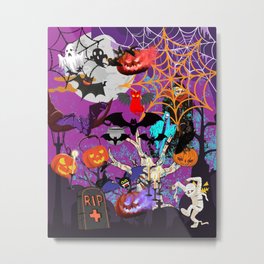 Halloween Spooky Pattern Design  Metal Print
