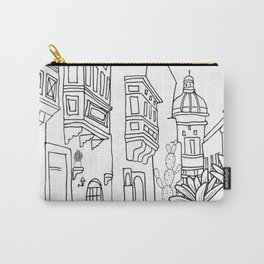 Valletta lines Carry-All Pouch | Pop Art, Minimal, Ink Pen, Malta, City, Drawing, Graphite, Digital, Black And White, Gozo 