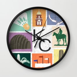 Kansas City Landmark Print Wall Clock