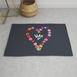 Floral Vote Heart Rug | Flowers, Ellenhenryart, Vote, Politics, Joe Biden, Kamala Harris, Nature, President, Digital, Photo 