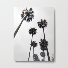 Santa Monica Palms Metal Print | Black And White, Aesthetic, 3D, Boho, Ocean, Beach, Digital, Photo, California, Bohemian 