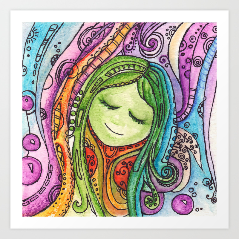 Watercolor Fairy Illustration Baby Girl Abstract Purple Art Fantasy Mood Gift For Her Art Print By Remioniart Society6