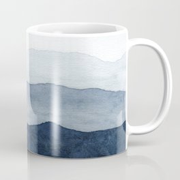 Indigo Abstract Watercolor Mountains Coffee Mug | Curated, Contemporary, Landscape, Ombre, Nature, Mountains, Gradient, Painting, Dreamy, Foggy 