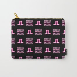 "This is My Second Rodeo" (mod neon pink and white old west letters on black) Carry-All Pouch