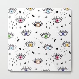 Spiritual Luck Eyes Pattern Metal Print | Nazars, Luckeyes, Allseeingeye, Bohostyle, Evilprotection, Misfortune, Stopevil, Boho, Goodluck, Eye 