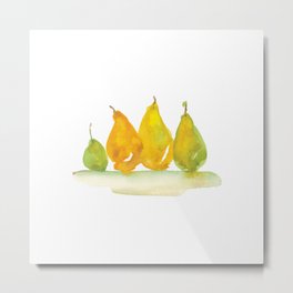 Colorful autumn fruits Metal Print | Watercolor, Yellow, Pear, Positive, Harvest, Colorful, Autumn, Stilllife, Simple, Fruit 