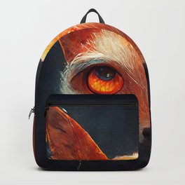 Glowing Orange Fox with Cute Eyes Backpack | Graphicdesign, Sweet, Glow, Digital, Imagination, Wild, Bigears, Rollingeyes, Face, Colorsoffall 