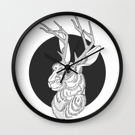 The Jackelope Wall Clock | Wildlife, Jackelope, Linework, Drawing, Mythical, Jack, Artwork, Animalhybrid, Black, Art 