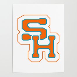 Sky High Athletics (White Background, Orange Letters) Poster