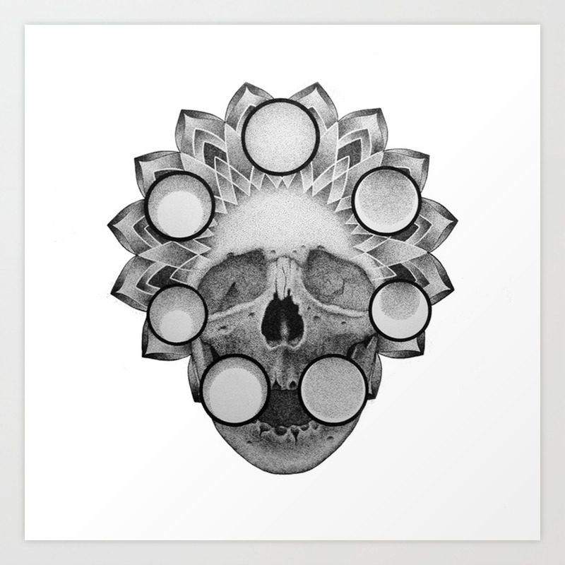 Get Wallpaper Dotwork Skull Mandala Art Print By Kitking Society6 For Android