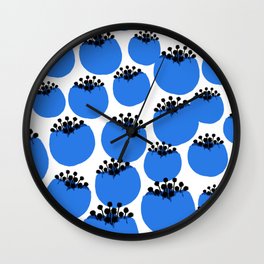 Cotton Tree Flowers 4 Wall Clock | Minimal, Contemporary, Brightcolor, Kapok, Flowers, Plain, Cottonplant, Minimalist, Nature, Blue 