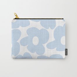 Large Baby Blue Retro Flowers White Background #decor #society6 #buyart Carry-All Pouch | Curated, Petal, Modern, Floral, Pop Art, Nature, Decor, Digital, Graphic, Homedecor 