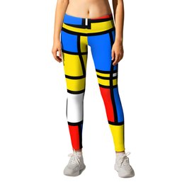 Mondrian Style Leggings | Bright, Groovy, Boldcolors, Geometric, Modernart, Graphicdesign, Red, Geometricart, Psychedelic, Bold 