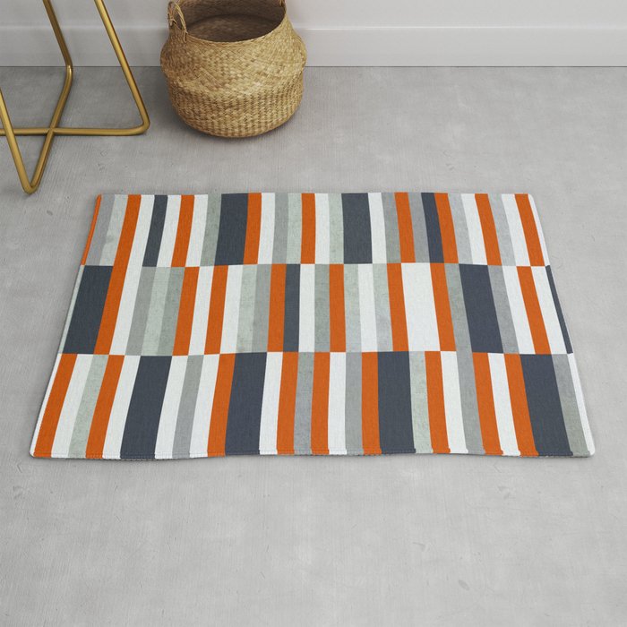 Orange Navy Blue Gray Grey Stripes Abstract Nautical Maritime