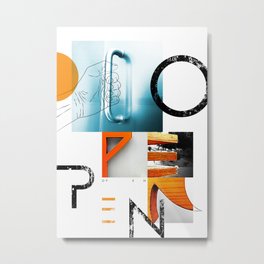 O P E N Metal Print | Posters, Digital, Art Print, Decoration, Colorful, Forms, Digital Print, Open, Typography, Concept 