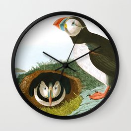 Puffin by John James Audubon Wall Clock