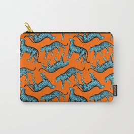 Tigers (Orange and Blue) Carry-All Pouch | Tiger, Drawing, Pattern, Big Cat, Felines, Feline, Cat, Vibrant, Wild, Tigers 
