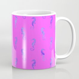 Light blue shiny seahorses on pink background. Mermaid fantasy  Coffee Mug | Graphicdesign, Tabletop, Furniture, Bags, Interiordesign, Pink, Mermaid, Gifts, Digital, Seahorses 