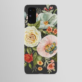 Wildflower and Butterflies Bouquet on Charcoal Black Android Case | Vintagestyle, Goldflowers, Botanical, Watercolor, Botanicals, Wildflower, Morningglory, Moody, Detailed, Poppy 