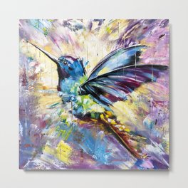  Hummingbird Metal Print | Animalspainting, Paintingbirds, Impastooilpainting, Heavytexture, Wallartprint, Painting, Freedom, Smallbrightbird, Birdsart, Paintingprint 