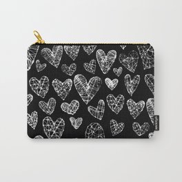 Wire Hearts Pattern in Black Carry-All Pouch