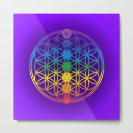 Flower of Life and Chakras Metal Print | Zen, Purple, Graphicdesign, Yoga, Spirituality, Esoteric, Digital, Newage, Meditation 