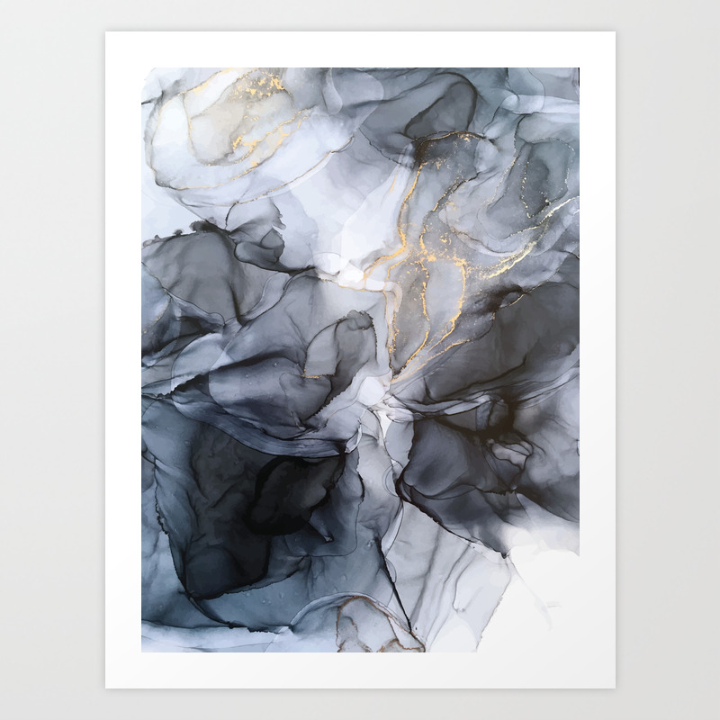 Calm but Dramatic Light Monochromatic Black & Grey Abstract Art Print by  Elizabeth Karlson Art | Society6