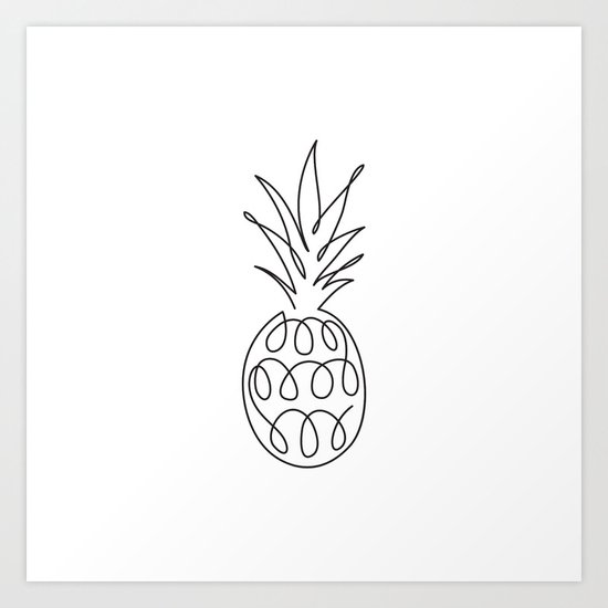 Abstract Pineapple Single Line Drawing Minimalistic Art Art