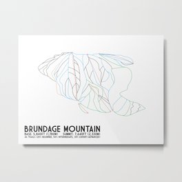 Brundage Mountain, ID - Minimalist Trial Art Metal Print | Vector, Abstract, Graphic Design, Illustration 