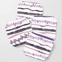 Abstract layers extraordinary liquid textured stripe. Purple&lilac colored pattern Coaster