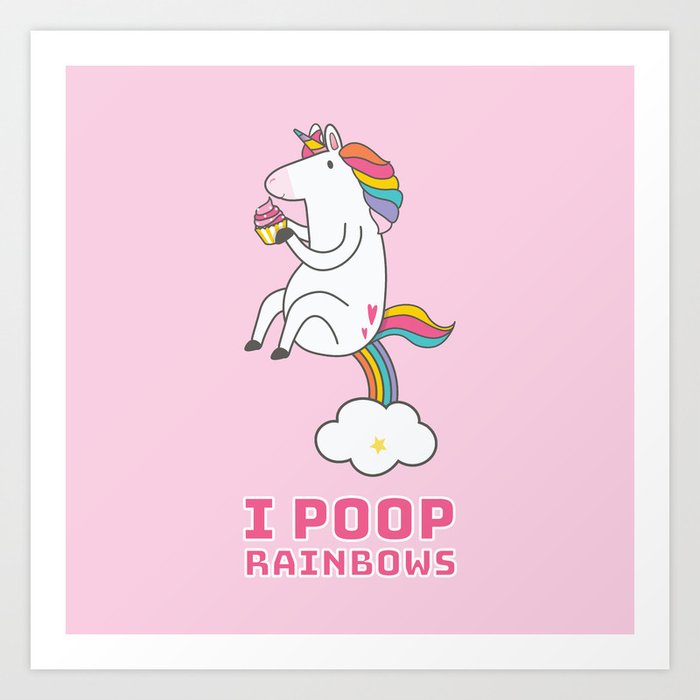I Poop Rainbows Funny Unicorn with Pink Background Art Print by Paper  Pumpkin | Society6
