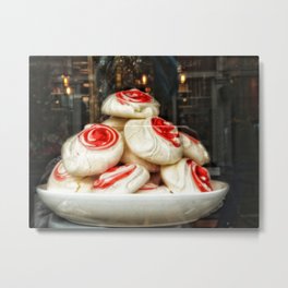 Red and White Meringues in a Boutique Bakery in York Metal Print | Uk, Fancy, Digital, Color, Photo, Elegant, Cookie, York, England, Charming 
