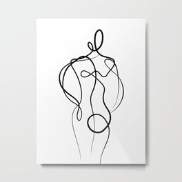 Abstract Female Figure Line Drawing Metal Print | Lineart, Blackandwhite, Femalefigure, Oneline, Abstract, Linedrawn, Figure, Linedrawnfigure, Drawing, Linedrawing 