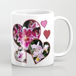 Hearts and Orchids Coffee Mug | Flowers, Floralpattern, Cattleya, Redflowers, Color, Orchids, Heart, Digital, Miltonia, Doritaenopsis 