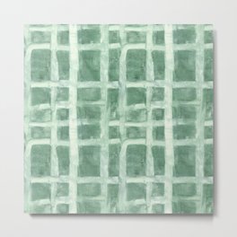 Erased Grid in Green Metal Print | Stripes, Checked, Plaid, Geometric, Ink, Mossgreen, Peaceful, Striped, Lightgreen, Dye 