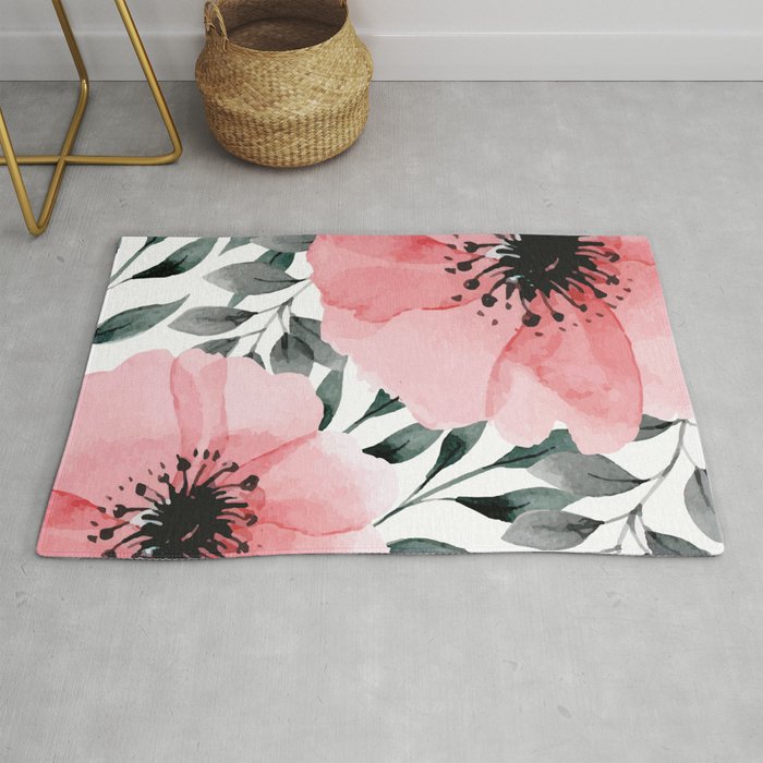 Big Watercolor Flowers Rug by mmartabc Society6