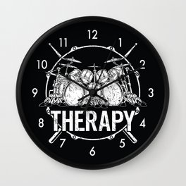 Drummers Therapy Drum Set and Crossed Drum Sticks Wall Clock | Drumming, Grunge, Music, Drummer, Snare, Metal, Play, Student, Drumkit, Musician 