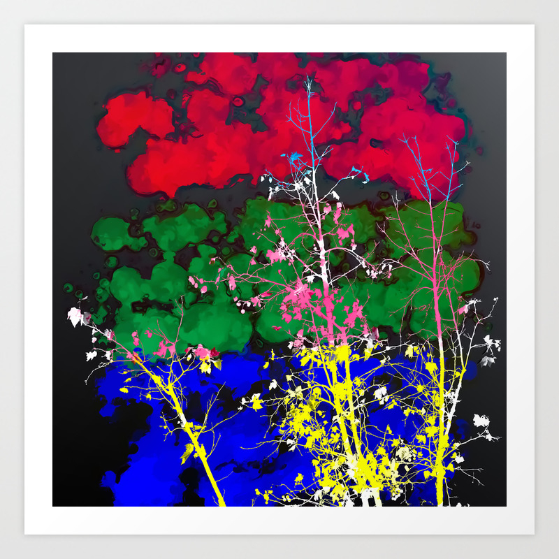 Tree Branch With Leaf And Painting Texture Abstract Background In