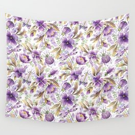 violet garden floral pattern Wall Tapestry