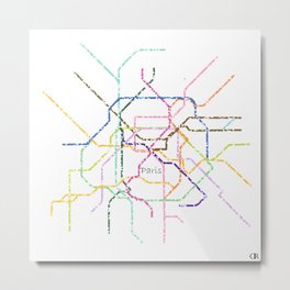 Paris Subway Map Art Metal Print | Subwaymaps, Metromap, Acrylic, Abstract, Mapart, Illustration, Digital, Watercolor, Architecture, Graphicdesign 
