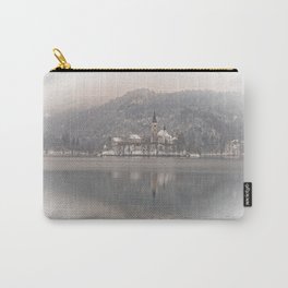Wintry Bled Island Carry-All Pouch | Ice, Tourism, Slovenia, Cold, Island, Photo, Touristdestination, Buildings, Blejskojezero, Bled 